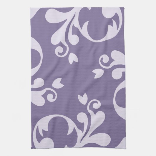 Damask Pattern, Paarse Damask, French Damask Theedoek (Verticaal)
