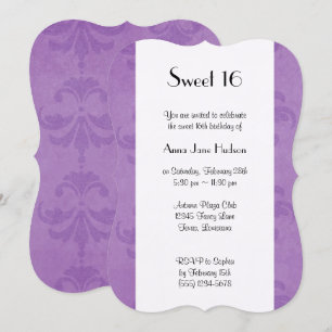 Damask Pattern, Paarse Damask, Sweet 16 Kaart