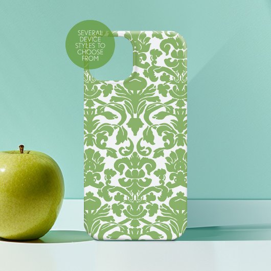 Damask Pattern - Pastel Green White Case-Mate iPhone Case