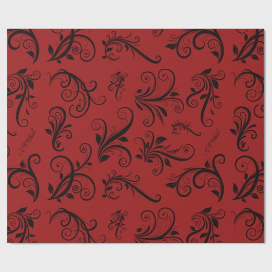 Damask Pattern, Red Damask, French Damask Cadeaupapier (Vlak)