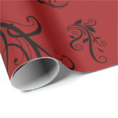 Damask Pattern, Red Damask, French Damask Cadeaupapier (Rol Hoek)