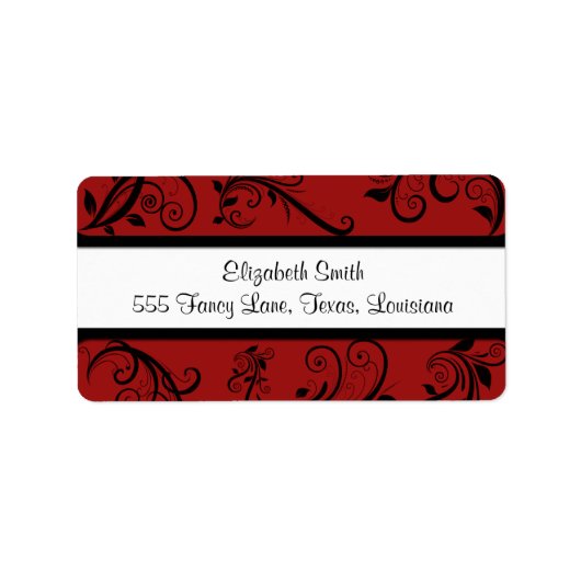 Damask Pattern, Red Damask, French Damask Etiket (Voorkant)