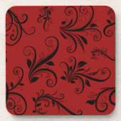 Damask Pattern, Red Damask, French Damask Onderzetter (Voorkant)
