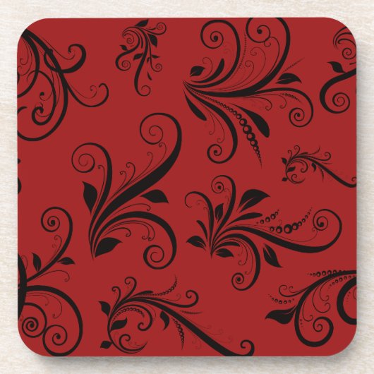 Damask Pattern, Red Damask, French Damask Onderzetter (Voorkant)
