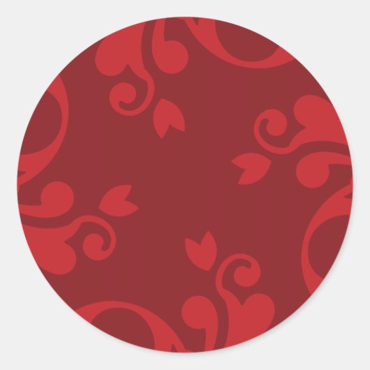 Damask Pattern, Red Damask, French Damask Ronde Sticker (Voorkant)