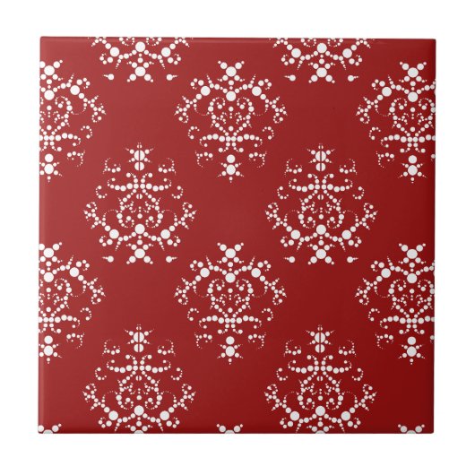 Damask Pattern, Red Damask, French Damask Tegeltje (Voorkant)
