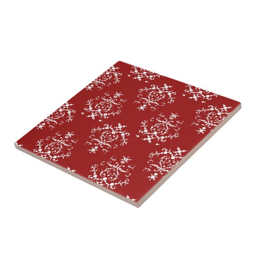 Damask Pattern, Red Damask, French Damask Tegeltje (Zijkant)