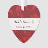 Damask Pattern, Red Damask, Sweet 16, Birthday Ornament (voorkant)