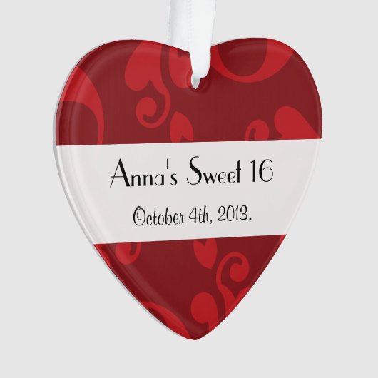 Damask Pattern, Red Damask, Sweet 16, Birthday Ornament (voorkant)