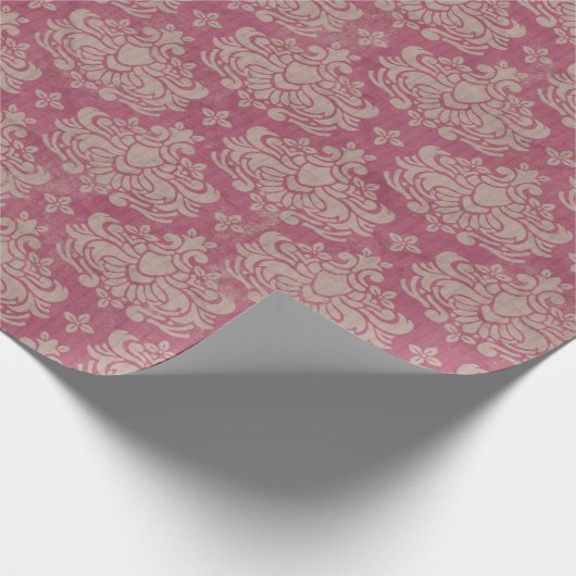 Damask Pattern, Roze Damask, Franse Damask Cadeaupapier (Hoek)