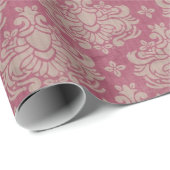 Damask Pattern, Roze Damask, Franse Damask Cadeaupapier (Rol Hoek)