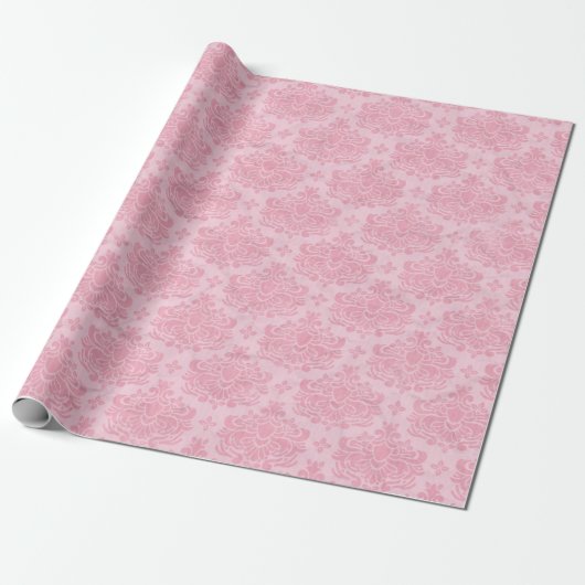 Damask Pattern, Roze Damask, Franse Damask Cadeaupapier (Uitgerold)