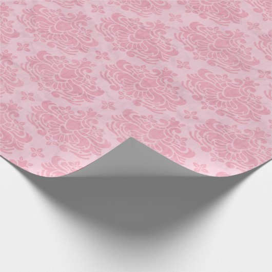 Damask Pattern, Roze Damask, Franse Damask Cadeaupapier (Hoek)