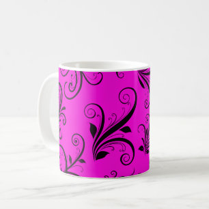 Damask Pattern, Roze Damask, Franse Damask Koffiemok