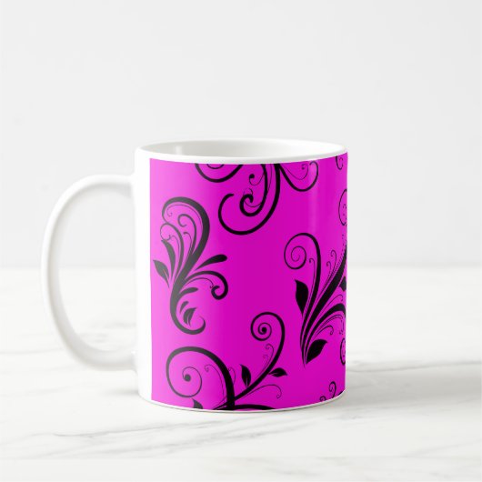 Damask Pattern, Roze Damask, Franse Damask Koffiemok (Links)