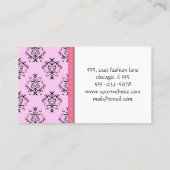Damask Pattern, Roze Damask, Franse Damask Visitekaartje (Achterkant)