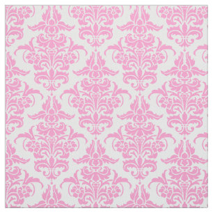 Damask Pattern - Roze op White Stof