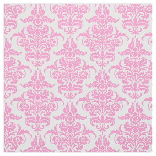 Damask Pattern - Roze op White Stof (Swatch)