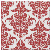 Damask Pattern - Ruby Red on White Stof (Close Up)