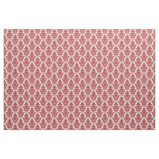 Damask Pattern - Ruby Red on White Stof (Yard (91,4 cm))