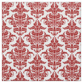 Damask Pattern - Ruby Red on White Stof (Swatch)