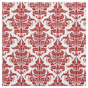 Damask Pattern - Ruby Red on White Stof