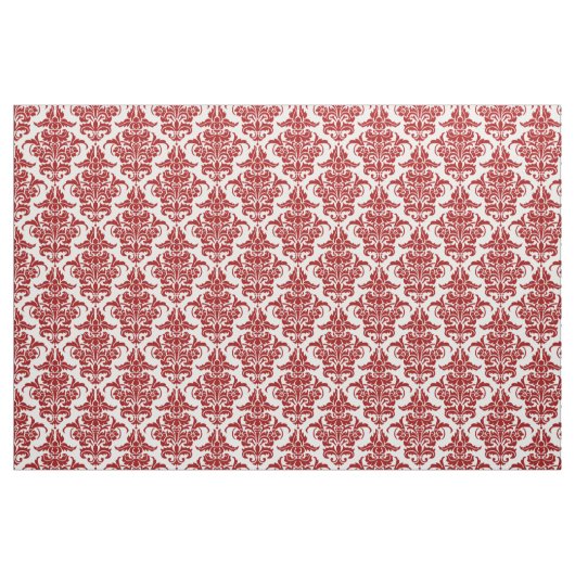 Damask Pattern - Ruby Red on White Stof (Fat Quarter)
