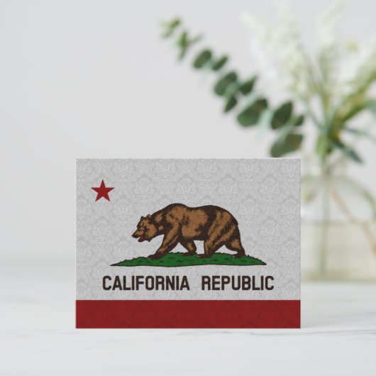 Damask Pattern State Flag of California Republic Briefkaart (Staand voorkant)