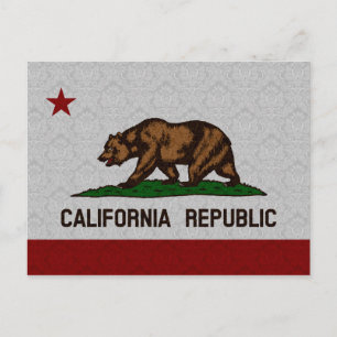 Damask Pattern State Flag of California Republic Briefkaart