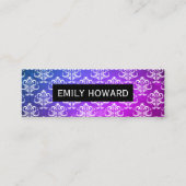 Damask Pattern Textuur Paars Green Mini Visitekaartje (Voorkant)