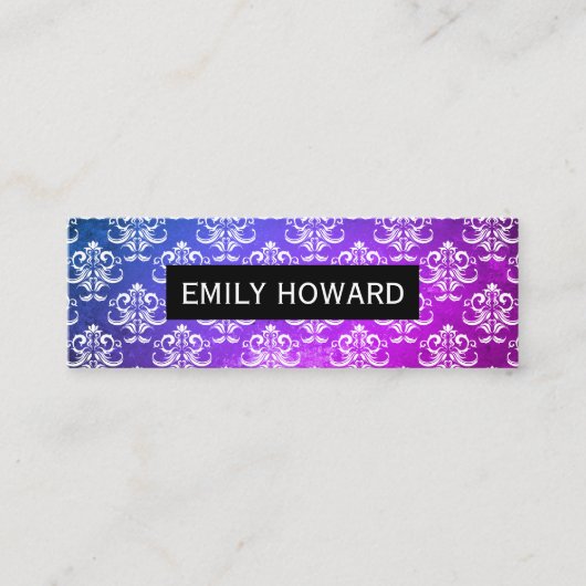 Damask Pattern Textuur Paars Green Mini Visitekaartje (Voorkant)