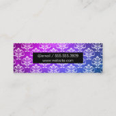 Damask Pattern Textuur Paars Green Mini Visitekaartje (Achterkant)
