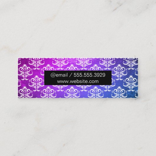Damask Pattern Textuur Paars Green Mini Visitekaartje (Achterkant)