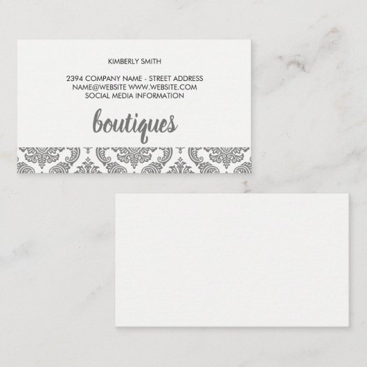 Damask Pattern Trim Visitekaartje (Voorkant / Achterkant)