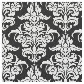 Damask Pattern - White on Black Stof (Close Up)