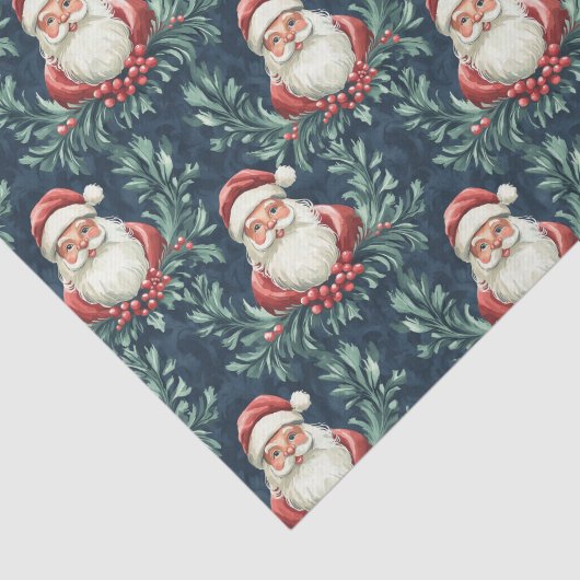 Damask Pattern with Santa Claus Faces Tissuepapier (Detail)