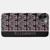  Damask Pattern Zwart en Roze Case-Mate iPhone Case (Achterkant (horizontaal))