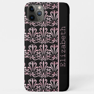  Damask Pattern Zwart en Roze Case-Mate iPhone Case