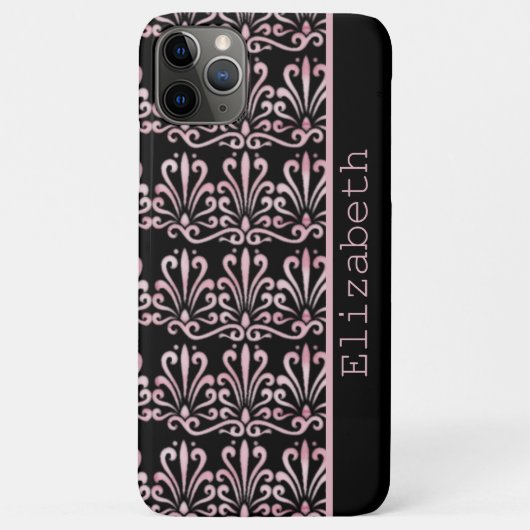  Damask Pattern Zwart en Roze Case-Mate iPhone Case (Achterkant)