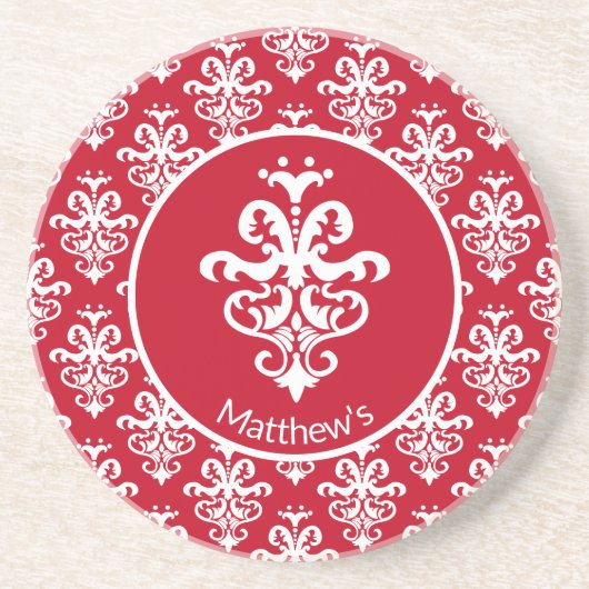  Damask Patterned Zandsteen Onderzetter (Voorkant)