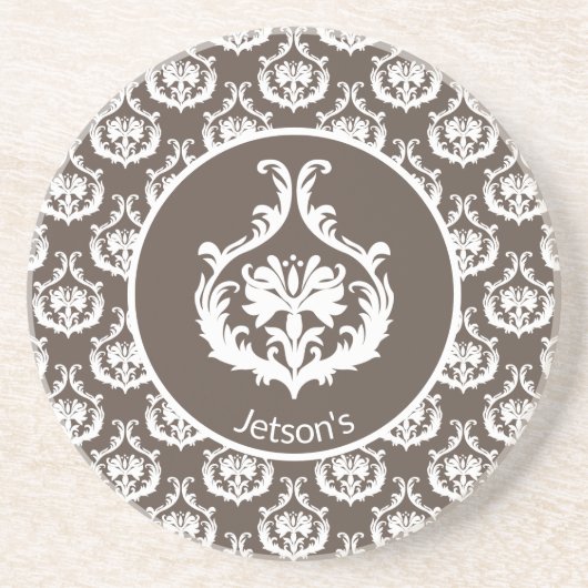  Damask Patterned Zandsteen Onderzetter (Voorkant)