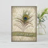  Damask Pauw Bruids Douche uitnodiging (Staand voorkant)