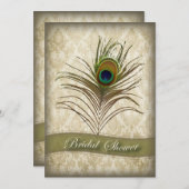  Damask Pauw Bruids Douche uitnodiging (Voorkant / Achterkant)