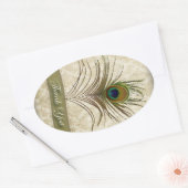 damask pauw bruiloft dank u ovale sticker (Envelop)