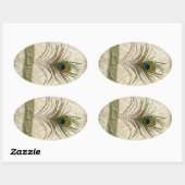 damask pauw bruiloft dank u ovale sticker (Vel)