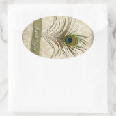 damask pauw bruiloft dank u ovale sticker (Tas)