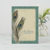 damask pauw bruiloft Vrijgezellenfeest Tea Party Kaart (Staand voorkant)