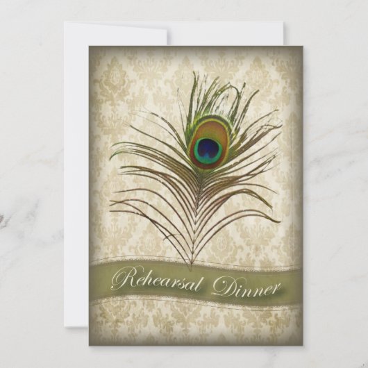  damask pauw Repetitie Diner Uitnodigen Kaart (Voorkant)
