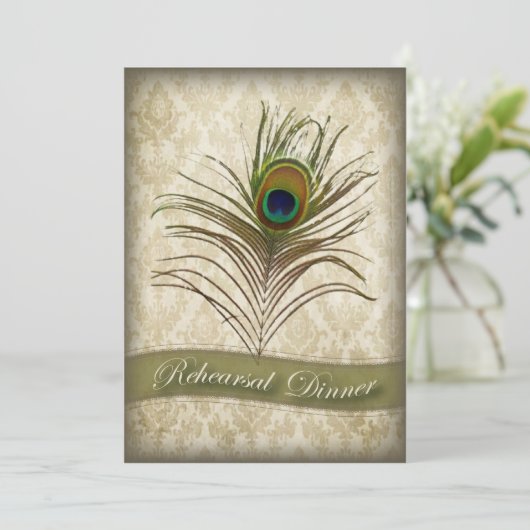  damask pauw Repetitie Diner Uitnodigen Kaart (Staand voorkant)