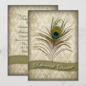  damask pauw Repetitie Diner Uitnodigen Kaart (Voorkant / Achterkant)